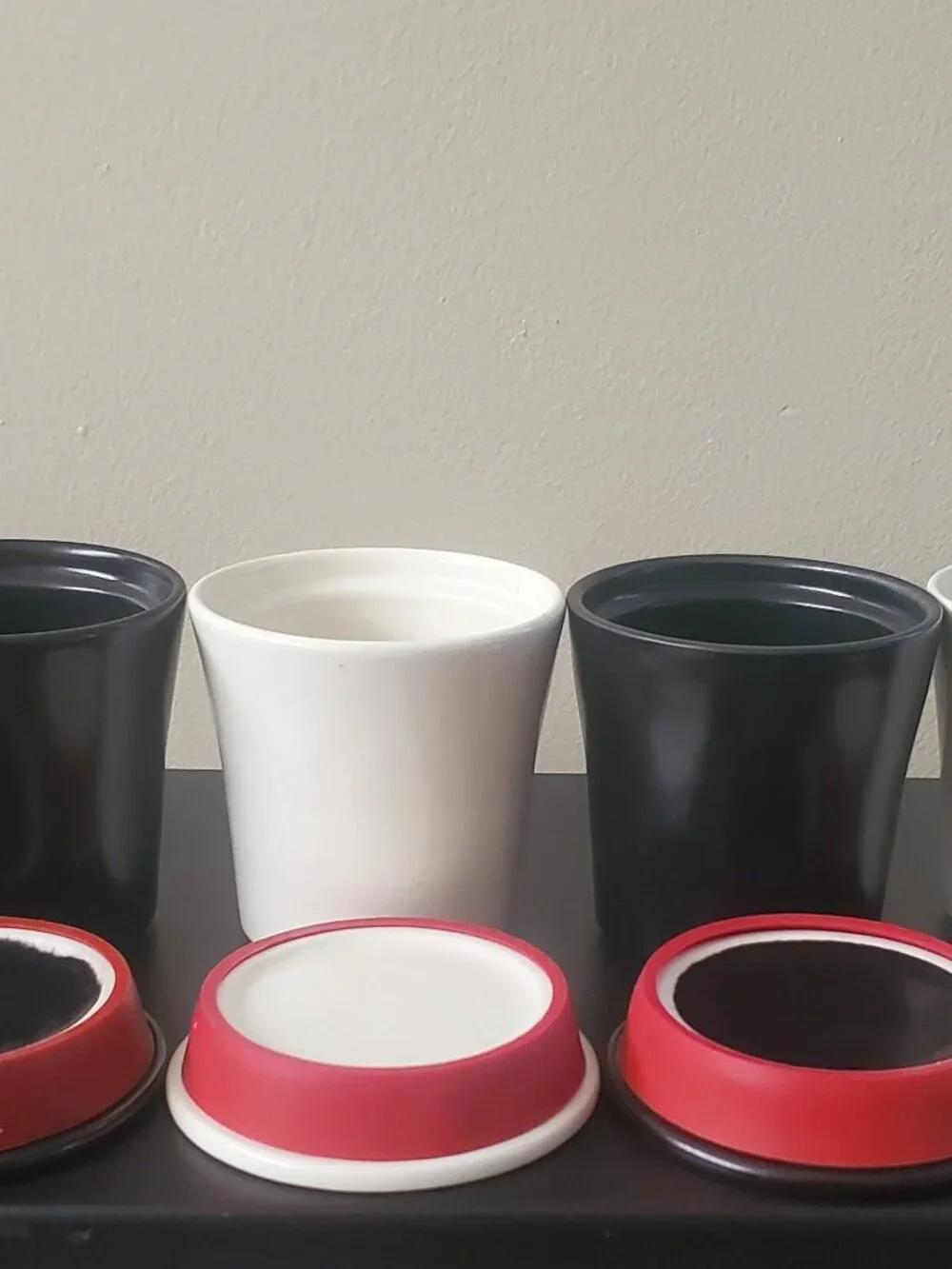 Vintage IKEA Ceramic Lidded Tea Mug Set/ Modernist Pottery/ Hot Beverage Cup